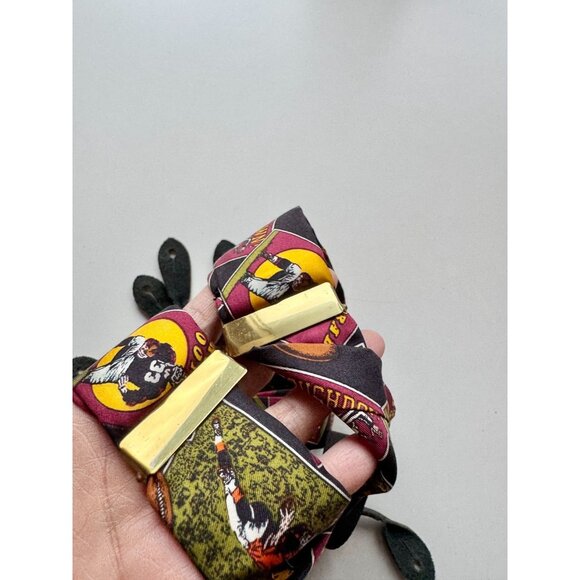 Vintage ADDICTION Football Themed Silk Adjustable Elastic Leather Suspenders - Picture 10 of 11